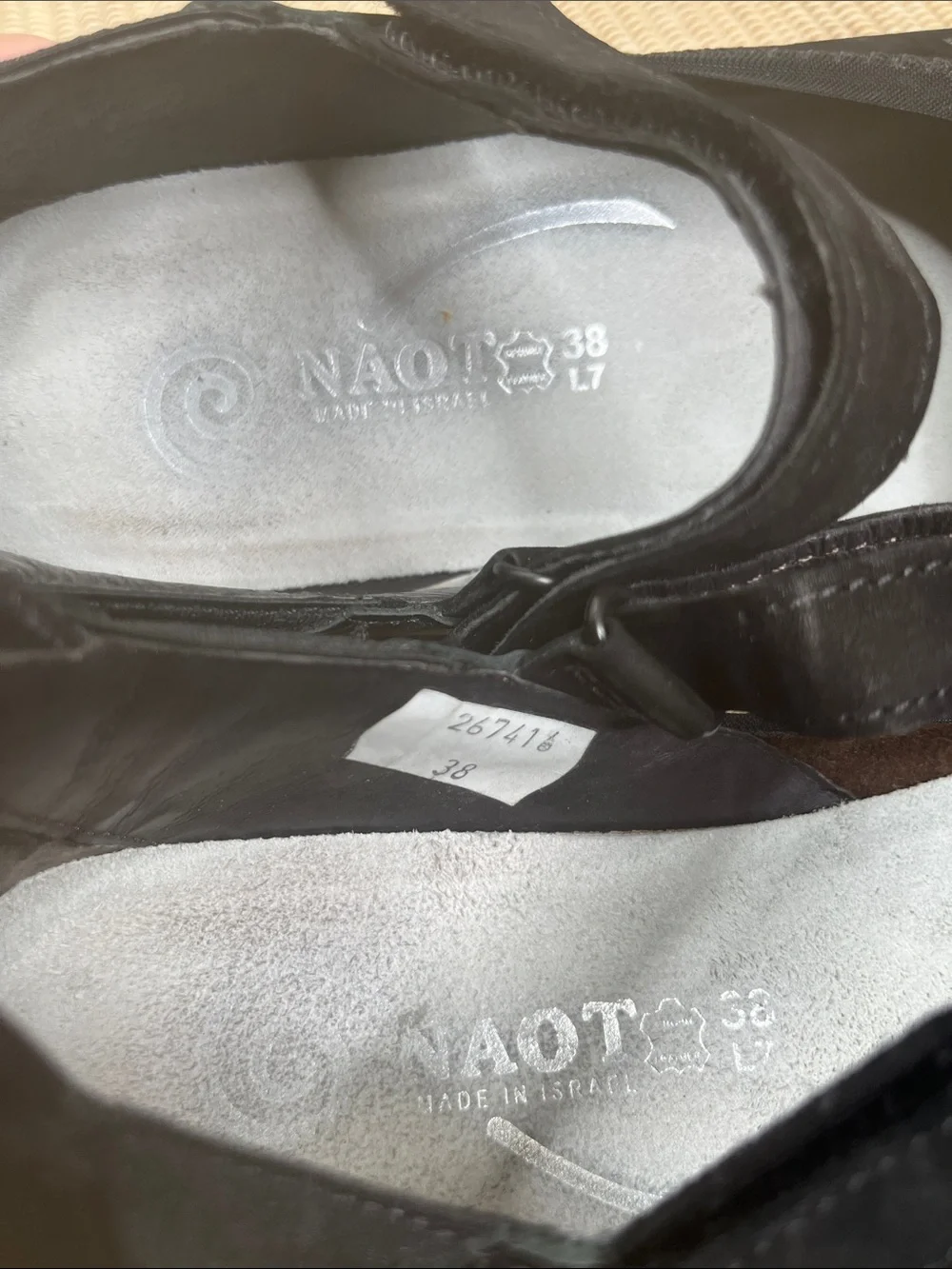Naot Matua Mary Jane Flats Black Leather Size 7 or 38